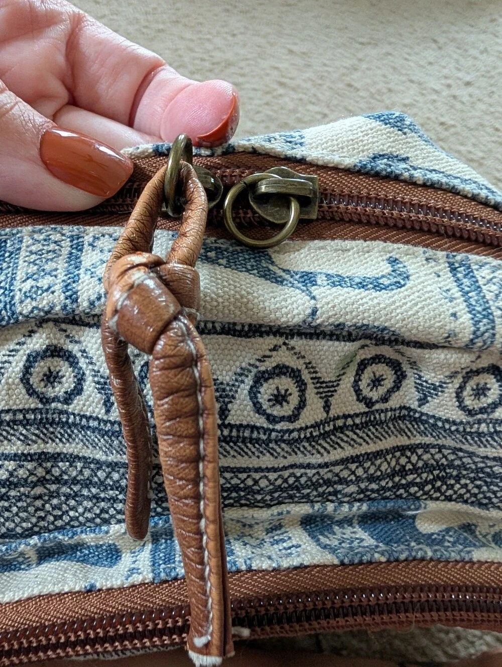 Unionbay Cream & Blue Elephant Print Backpack